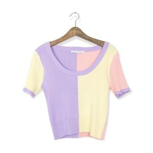 English Factory Pastel Colorblock Sweater Top Sz L
